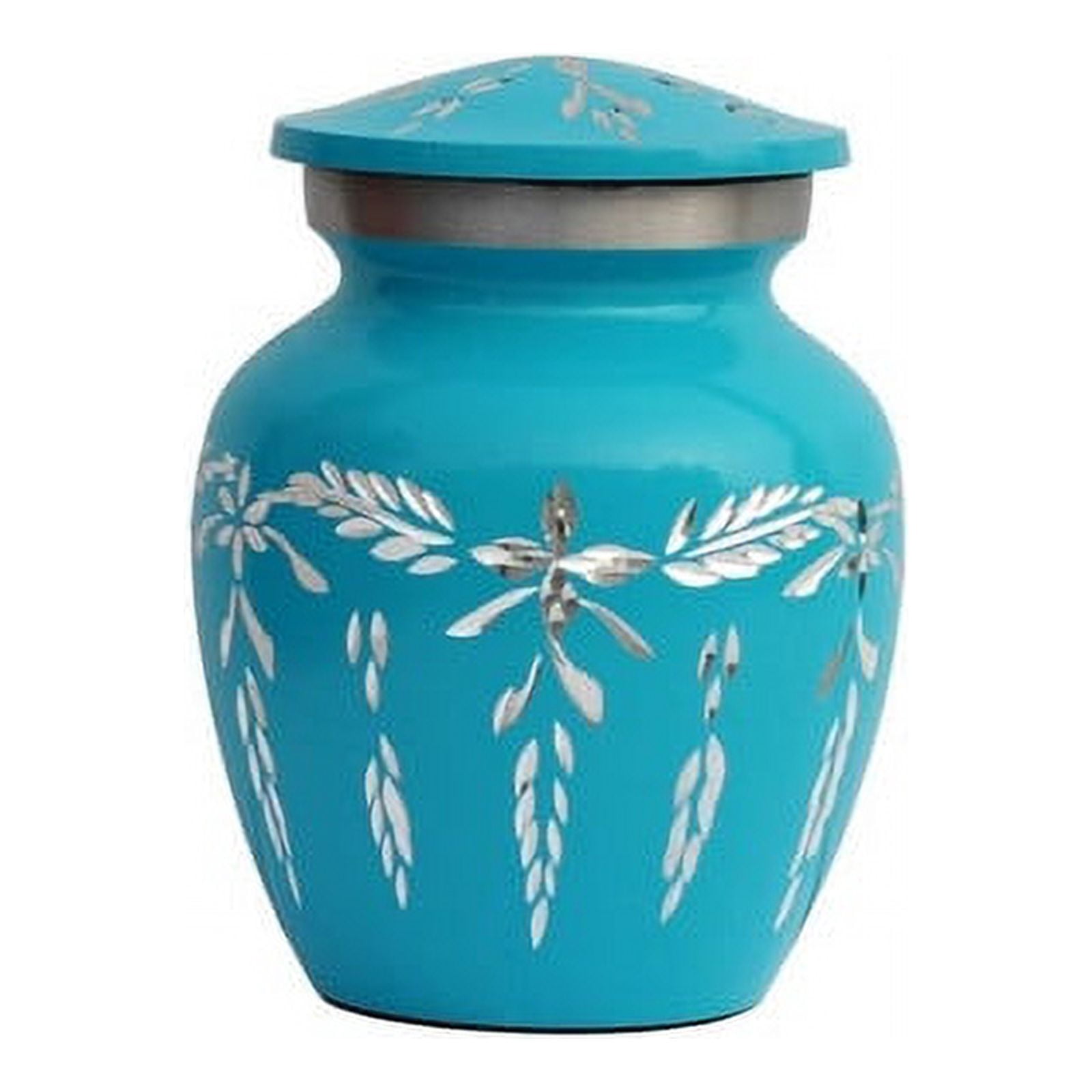 SHREYAS Aluminium SKY BLUE SL DZ Medium Size Cremation URNs Keepsake Vase of Human & Pet Ashes