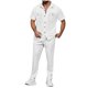 thumbnail image 1 of Pantalones Elásticos de la Cintura de los Hombres de Color Sólido Cuello de Vuelta de Manga Corta, Set Deportivo Casual de Bolsillo, 1 of 9