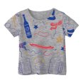 thumbnail image 1 of NINGMENG Juniors Filles Hauts & T-Shirts Été Imprimé Dessin Animé Col Rond Manches Courtes Coupe Ample Décontractée Sport Confortable Chandail T-Shirts Mode Urbaine, Gris, 10-11 Ans, 1 of 5