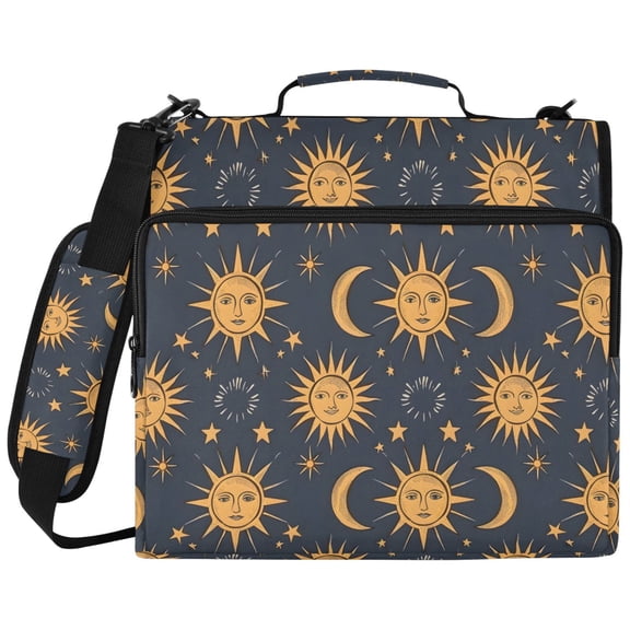 ALAZA Zipper Binder Moon Bohomia Style Pattern 2 inch 3 Ring 500 Sheet Capacity Trapper Keeper File Folder Organizer Bag