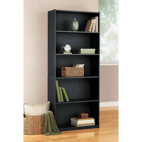 Mainstays Black Oak Finsh 5 Shelf Bookcase Walmart Com Walmart Com
