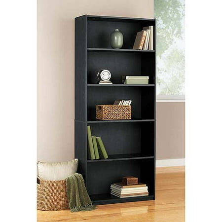 Mainstays Black Oak Finsh 5 Shelf Bookcase Walmart Com Walmart Com