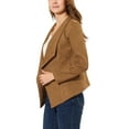 thumbnail image 4 of INSPIRE CHIC Women's Faux Suede Drape Blazer Collar Long Sleeves Open Front Jacket XS Brown, 4 of 7
