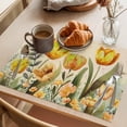 thumbnail image 3 of Yellow Tulip Placemats Set of 1, Watercolor Floral Retro Linen Non-Slip Place Mats Washable Table Mats for Kitchen Dining Table Decorations Indoor/Outdoor, 3 of 9