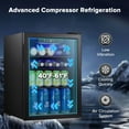 thumbnail image 3 of Electactic 2.6 Cu.ft Beverage Refrigerator Cooler, 100 Can Mini Fridge with Glass Door for Soda Beer or Wine, With Adjustable Removable Shelves, Bar/Office/Home, 3 of 10