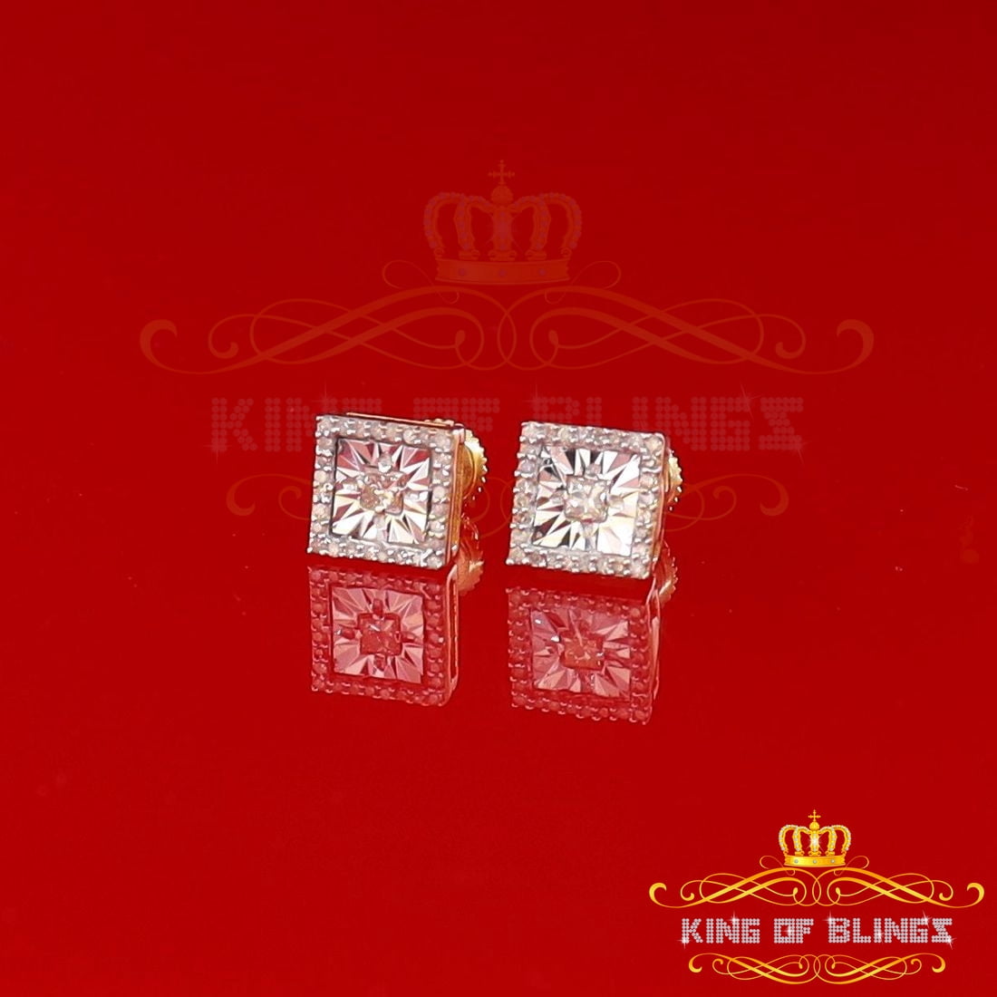 King of Bling's Aretes Para Hombre 925 Yellow Silver 0.25ct Diamond Women's/ Men's Stud Earrings