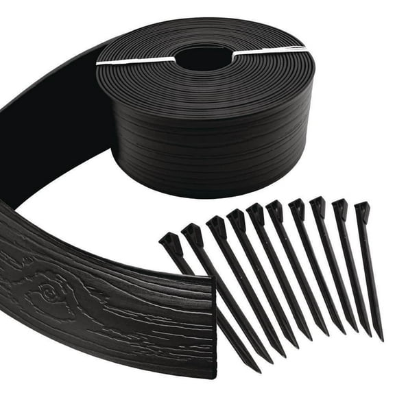 Terrace Board 5 in. x 40 ft. Black Landscape Lawn Edging with Stakes