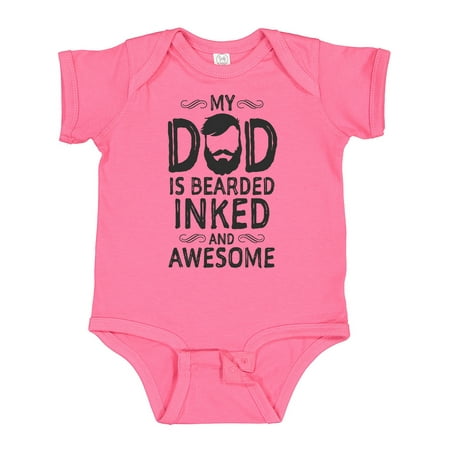 

Inktastic My Dad is Bearded Inked and Awesome Gift Baby Boy or Baby Girl Bodysuit