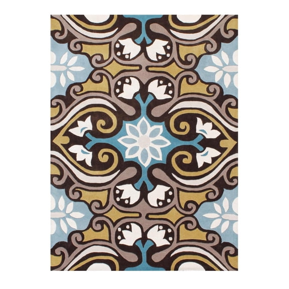 SAFAVIEH Wyndham Kristen Abstract Floral Wool Area Rug, Blue/Multi, 8' x 10'