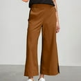 thumbnail image 2 of Tnhcen Women's Wide Leg Pants Cotton Linen Blend - Loose Fit Casual Trousers with Pockets & Cropped Hem Slits S-2XL Pre-Washed Soft Pants for Women, 2 of 8