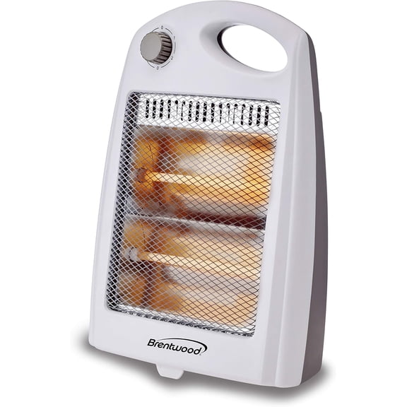 Brentwood 800W Portable Space Heater in White with Dual Heat Settings and Advanced Safety Features