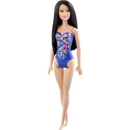 Barbie Beach Raquelle Doll with Floral Swimsuit for Water Play