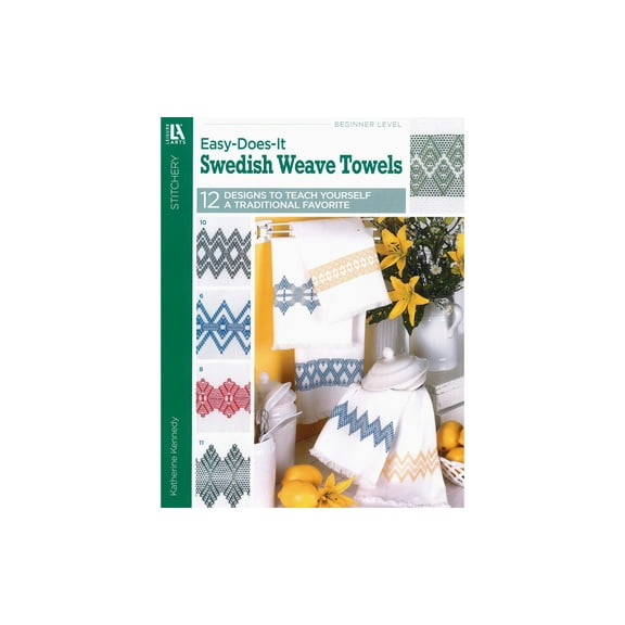 Leisure Arts Easy Does It Swedish Weave Towels, Traditional Swedish Weaving, Huck Weaving Sewing Book With 12 Traditional Patterns, 20 Pages, Soft Cover