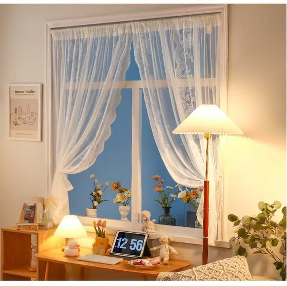 Lace wave door curtain screen white Korean style 100*100