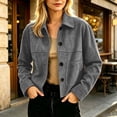 thumbnail image 5 of Luivaraty Suede Jacket Women Plus Size Laple Bomber Jacket Fashion Trendy Long Sleeve Button Up Outwear Jeckets, S-3XL, 5 of 7