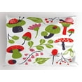thumbnail image 1 of Nature Pillow Sham, Forest Figures Pink Toned Thistle Lily of the Valley Berry and Snails, Decorative Standard Size Printed Pillowcase, 26 X 20 Inches, Vermilion Eggplant Green, by Ambesonne, 1 of 2
