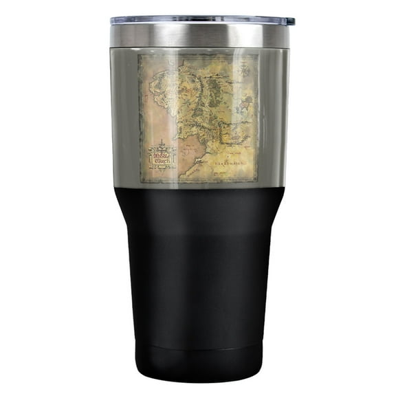 Lord of The Rings Middle Earth Map Stainless Steel Tumbler 30 oz Coffee Travel Cup, Vacuum Insulated & Double Wall with Leakproof Sliding Lid