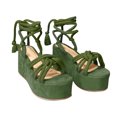 thumbnail image 3 of KBODIU Women's Wedge Sandals Flat Bottom Slope Heel Wrap And Crossed Hemp Rope Sandals Green 36, 3 of 3