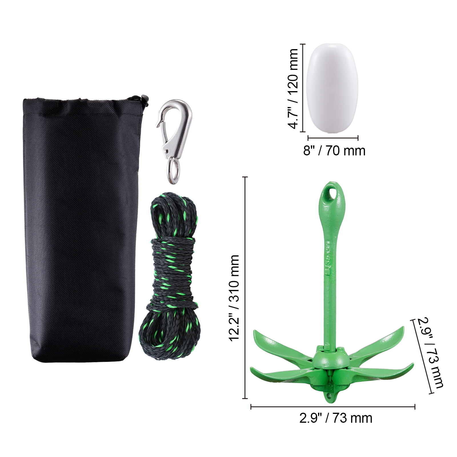 KFFKFF 3.5 lb Paddle Board Anchor Kit Kayak Anchor Kit with 26.2 ft Rope and Buoy