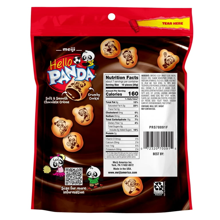 Meiji Hello Panda Cookies Bite Size 7oz Resealable Pouch with