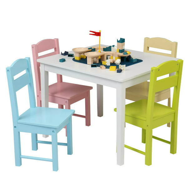 Wooden Table And Chair Set Colorful, Wooden Table Child