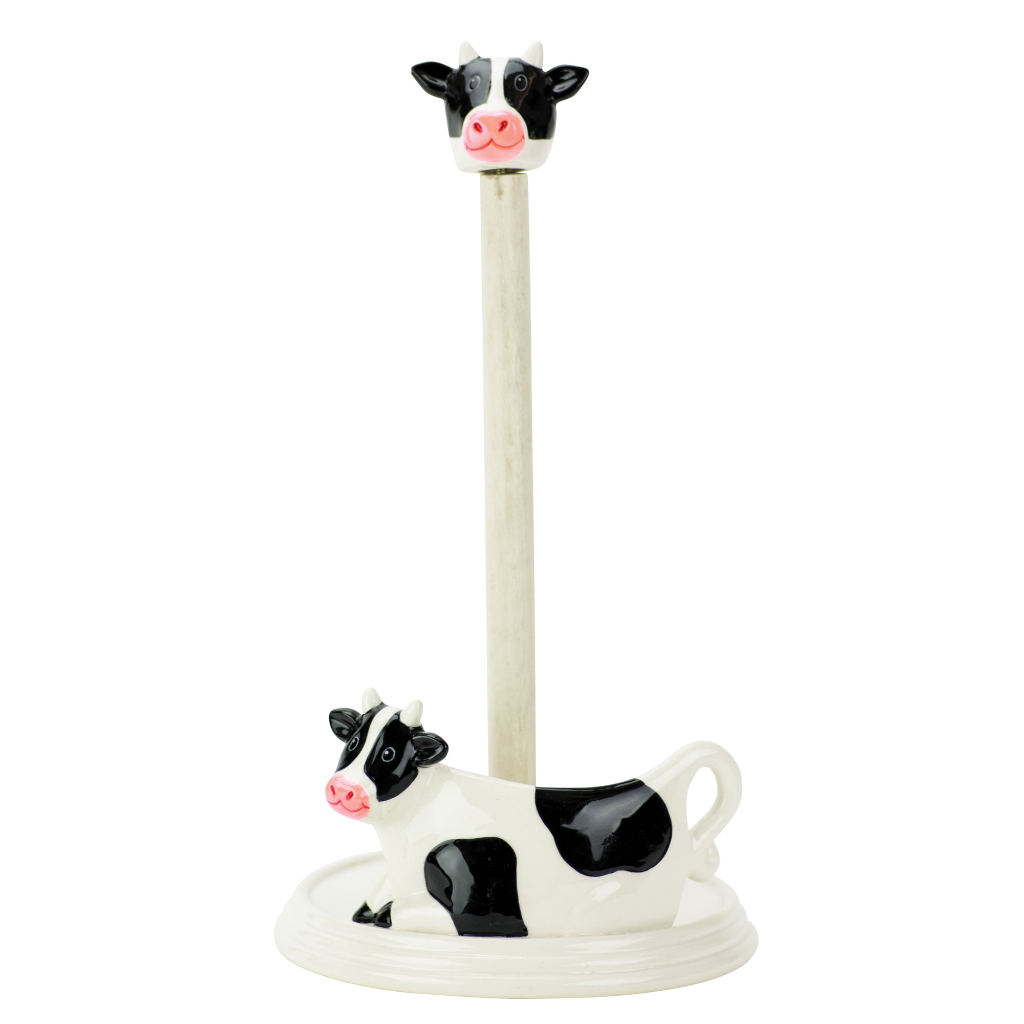 13.5 Inch High Farm Cow Cast Iron Paper Towel Holder Stand Home Decor