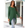 thumbnail image 2 of DARING DIVA Women's High Low Hem Lace Trim Flowy Blouses S Deep Green, 2 of 6