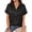 Black, variant on Button Shirt for Women Satin Blouse Short Rolled Sleeve Black Summer Top Casual Business Shirts Clothes Size XL