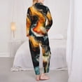 thumbnail image 3 of Pajama Sets for Women 2 Pcs, Fiery Marble Flow Button Down Long Sleeve Sleepwear Lounge PJ Sets, 3 of 6
