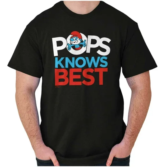 DOPASHIRT Papa Smurf Pops Knows Best Cool Dad Father Mens Casual Crewneck T Shirt Unisex S-5XL Hot Trending Shirt, Vintage Birthday Gift