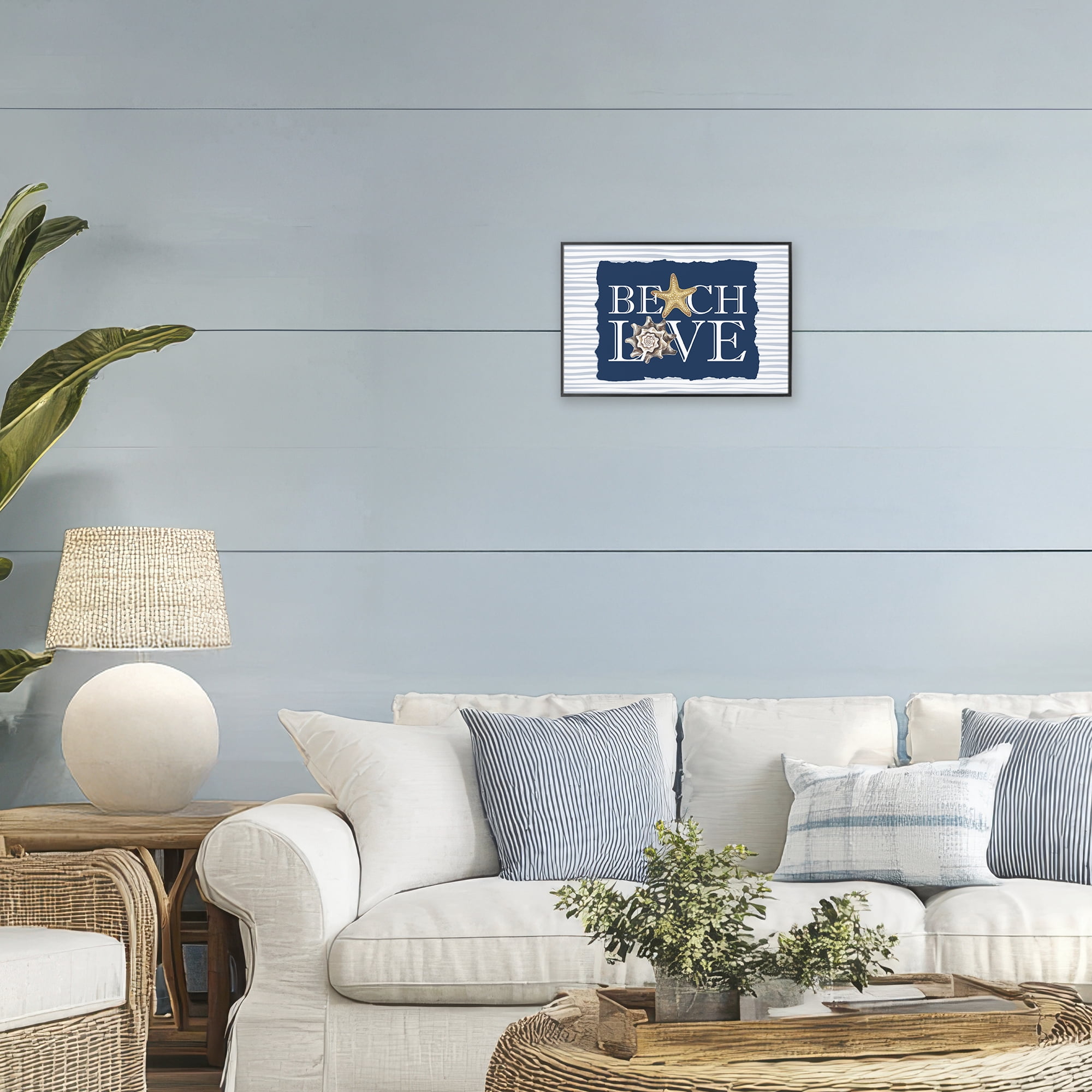 Stupell Industries Beach Love Seashells Black Framed Giclee Art, design by Kim Allen