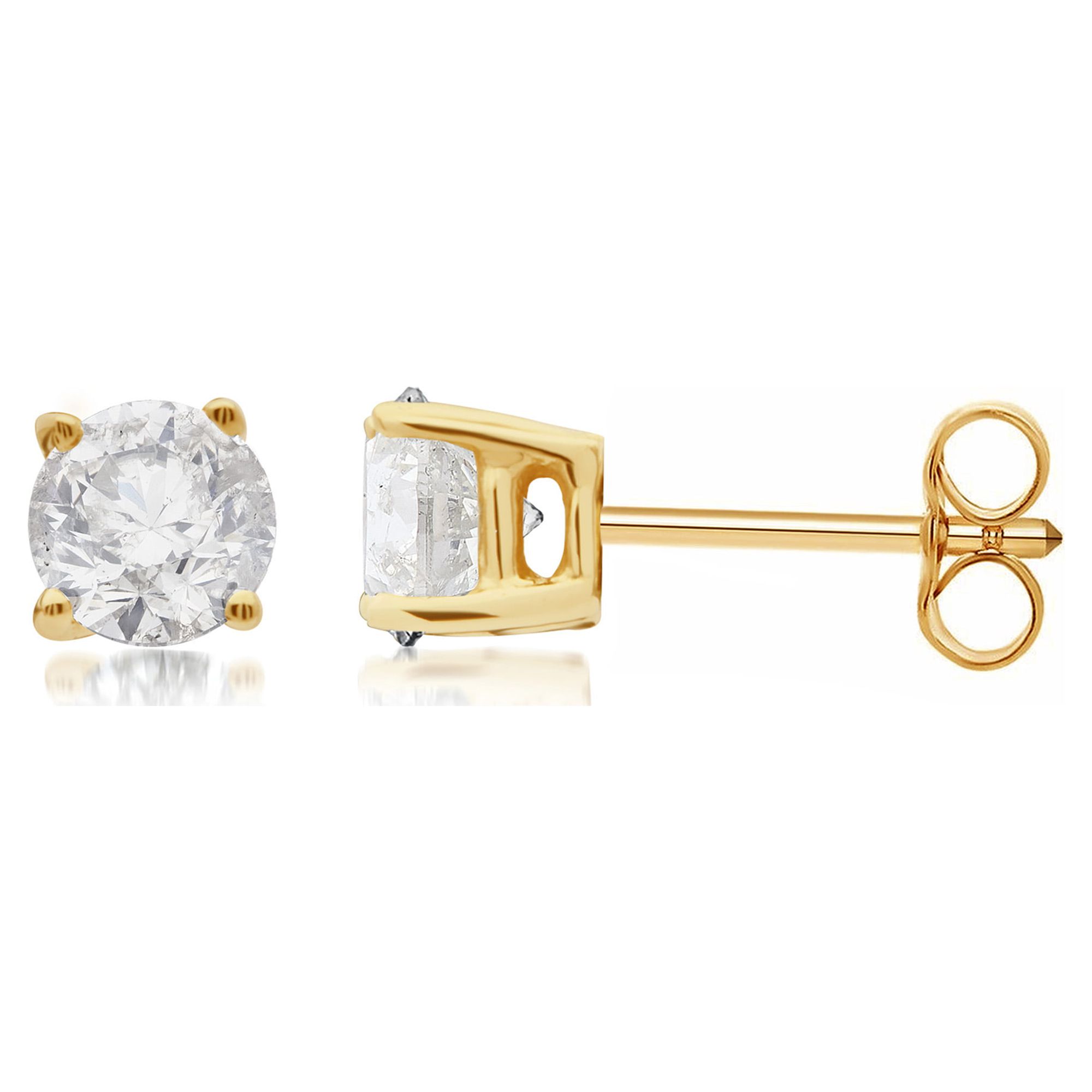 Brilliance Fine Jewelry 0.25 Carat T.W. Diamond Stud Earring in 14K Yellow Gold, (I-J, I2-I3)