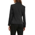 thumbnail image 3 of Blazer a rayas INSPIRE CHIC para mujeres, con solapa de muesca, un botón, de manga larga, chaquetas de traje de oficina, M negro, 3 of 6