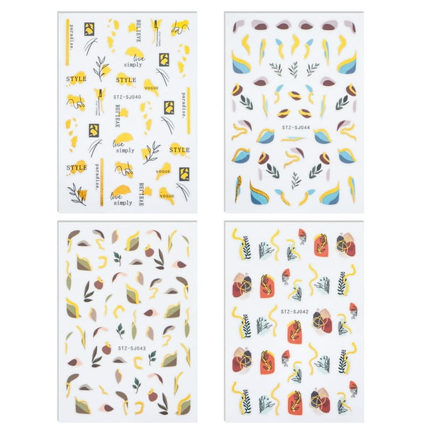 12 hojas de pegatinas para decoración de uñas, suministros autoadhesivos para decoración de uñas, accesorios de decoración DIY