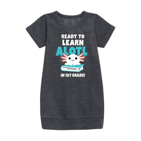 Instant Message - Learn Alotl In 1st Grade Graphic Short Sleeve Fleece Dress