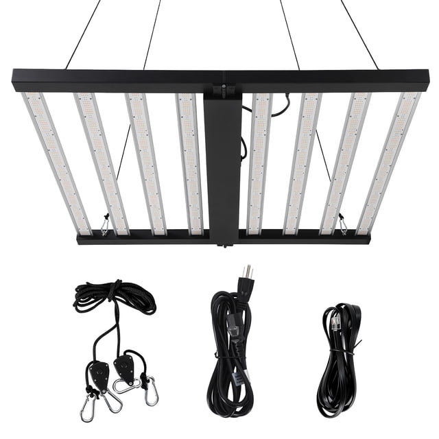 LED Grow Light 600W 8-Bar Full Spectrum Plant Lamp, Dimmable Commercial Grow Light with Foldable Design, 120v Indoor Lighting for 4x4ft Coverage, Vertical Farming & Greenhouse