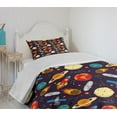 thumbnail image 4 of Ambesonne Space Quilted Bedspread Set 2 Pcs, Universe Theme Earth, Twin Size, Multicolor, 4 of 6