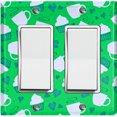 thumbnail image 1 of Metal Light Switch Wall Plate Outlet Cover (Coffee Espresso Mocha Cup Green Heart Green Cupcake - Double Rocker), 1 of 2