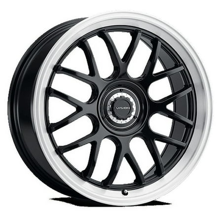 18x8.5 Vision 478 Alpine Gloss Black Brushed Lip Wheel 5x100/5x115 (35mm)
