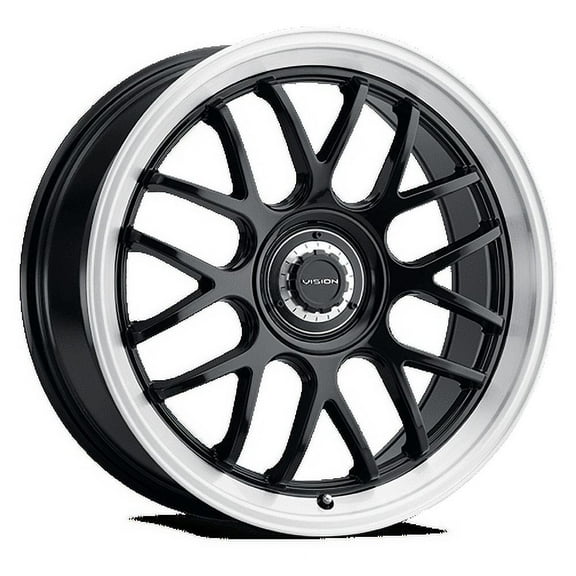 16x8 Vision 478 Alpine Gloss Black Brushed Lip Wheel 5x100/5x115 (38mm)