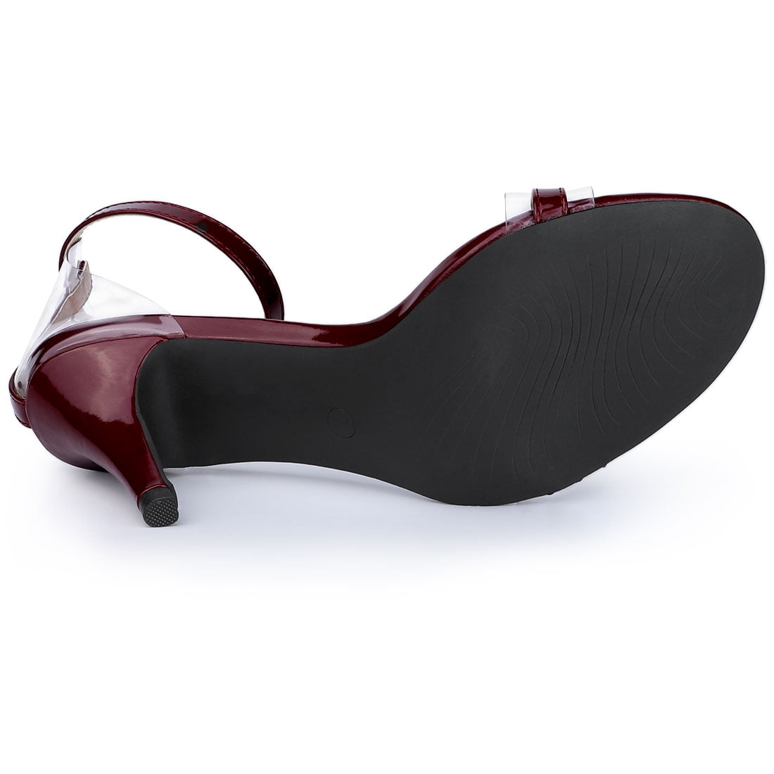 burgundy clear heels