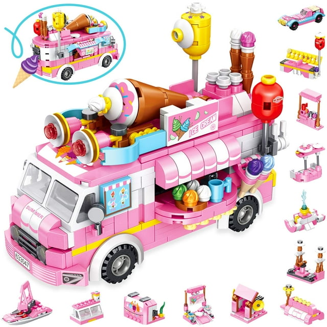 Set de construcción LUKAT STEM Ice Cream Trucks, 553 piezas, para niñas de 6 a 12 años