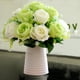 thumbnail image 5 of Ramo de rosas artificiales de seda con 10 flores realistas para decoración de bodas, cumpleaños y fiestas (blanco y verde claro), 5 of 7