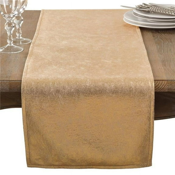 SARO 1793.GL1572B 15 x 72 in. Rectangle Metallic Glam Table Runner Gold