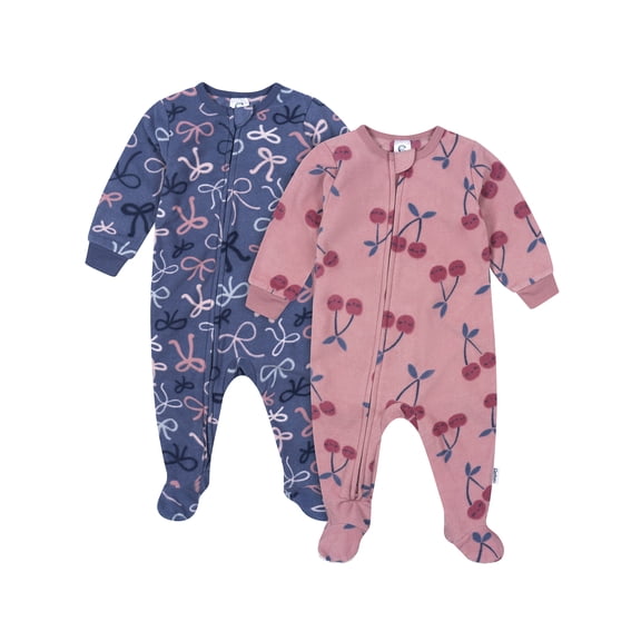 Gerber Baby and Toddler Girl 2pc Footed Blanket Sleepers, Sizes (0-3 Months - 5T)