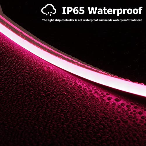 Galgreen Neon Rope Lights, 16.4ft Rope Lights with Dimmable Remote and Adapter, Waterproof Flexible Smart Led Strip Lights for Bedroom, Super Bright, DIY Neon Sign, Indoors Outdoors Wall Decor, Pink