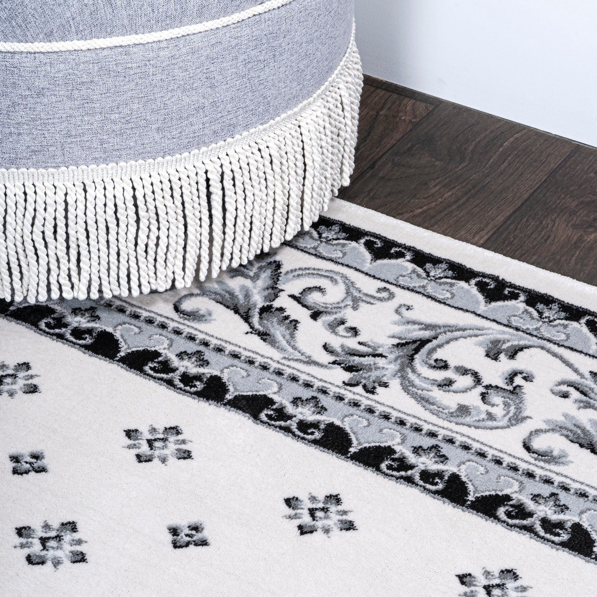 JONATHAN Y MODERN PERSIAN 2 x 8 Runner Rug, Acanthus French Border - Cream/Light Gray, MDP504B-28