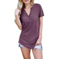 thumbnail image 2 of Womens Long Sleeve V-Neck Button Casual Tops Blouse T Shirt, 2 of 6