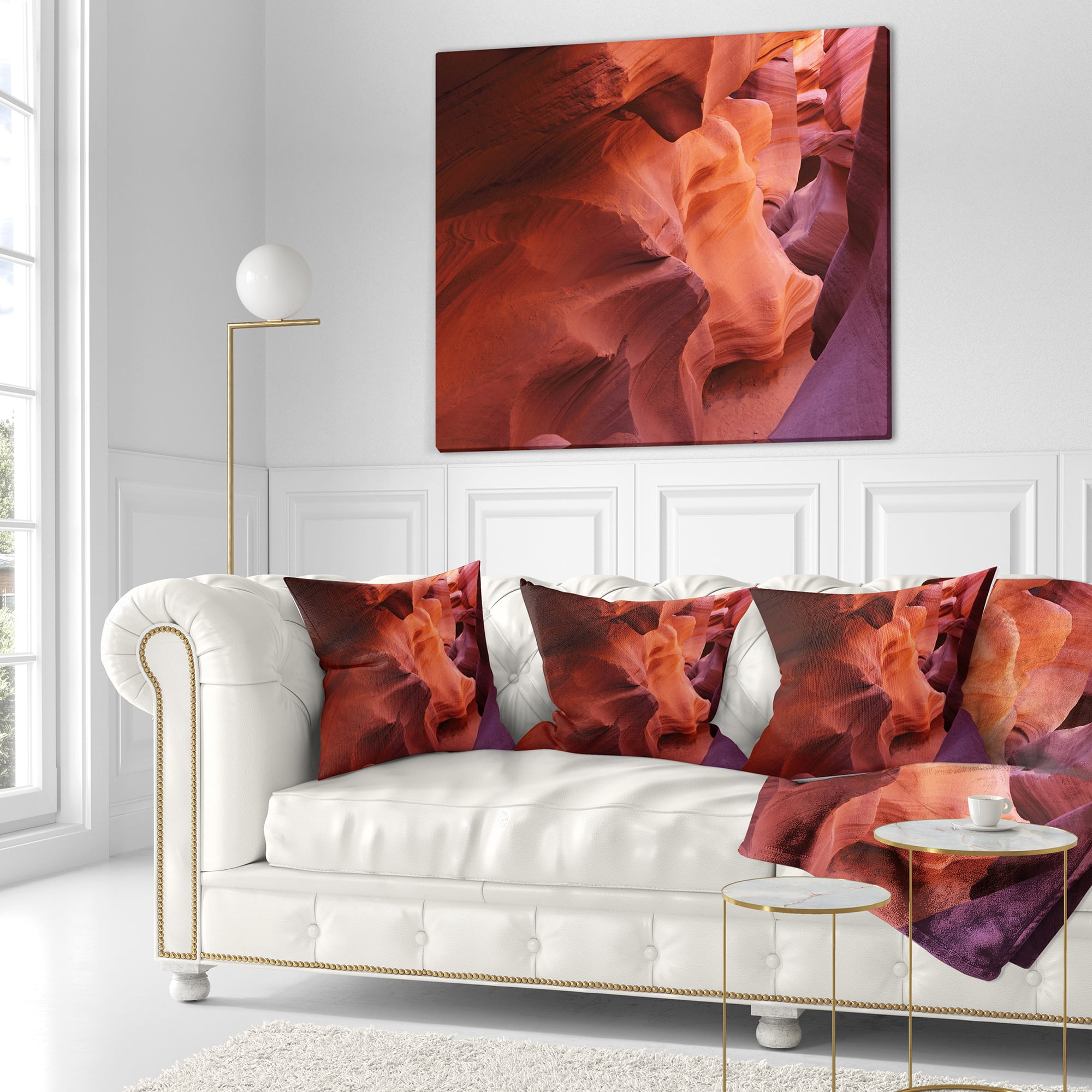 Designart Antelope Canyon Magical Shades - Landscape Photography Throw Pillow - 16x16