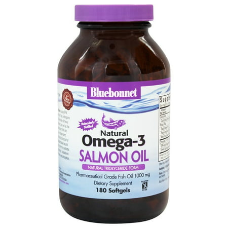 Bluebonnet Nutrition - Omega-3 d'huile de saumon naturel de qualité pharmaceutique 1000 mg. - 180 gélules